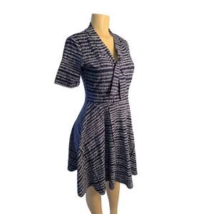 Women L Effie's Heart Navy Blue Music Notes Symphony Sheet Printed Dress Retro